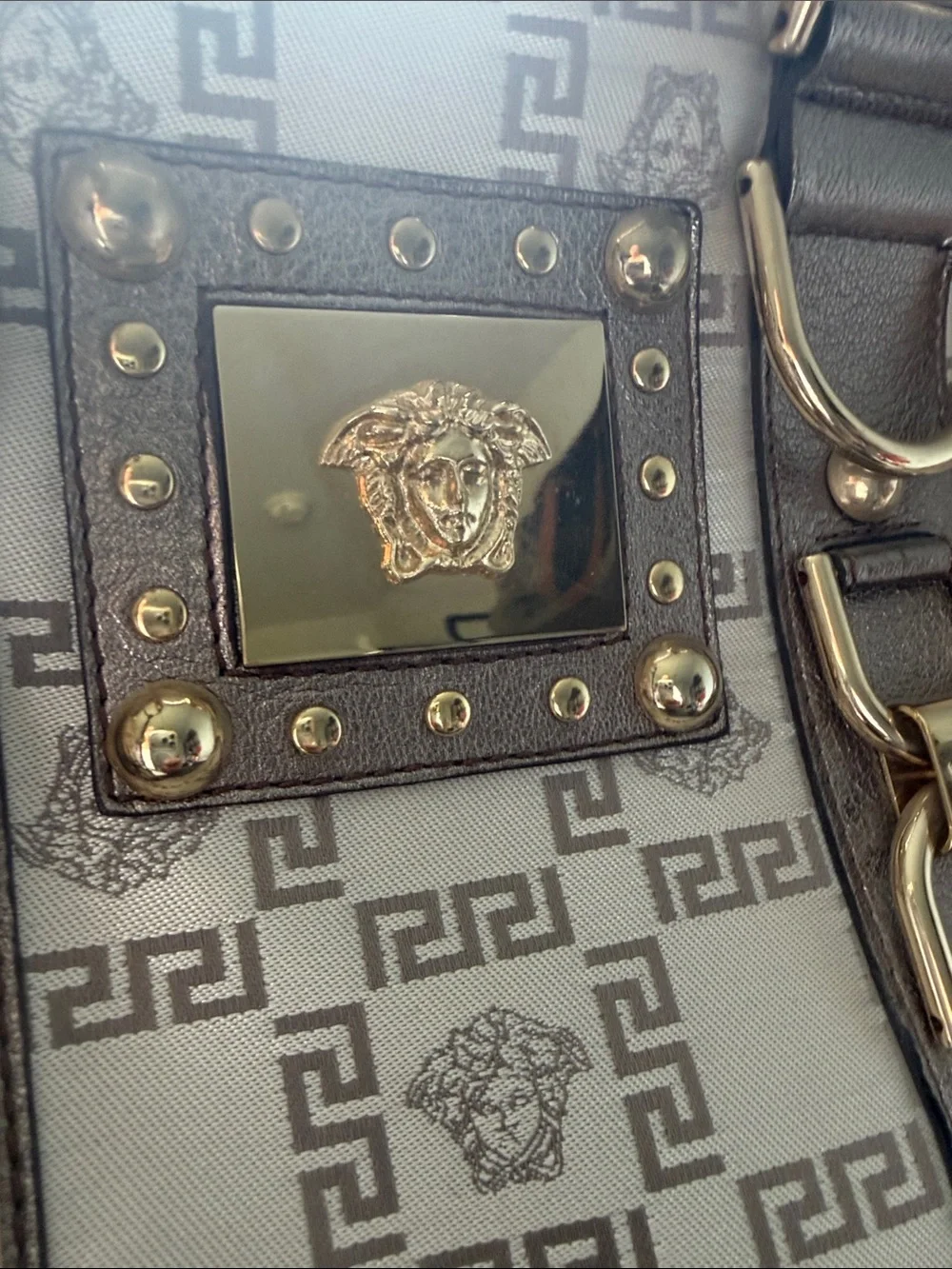 Versace Snap out of it Medusa Jacquard Madonna Vintage Satchel